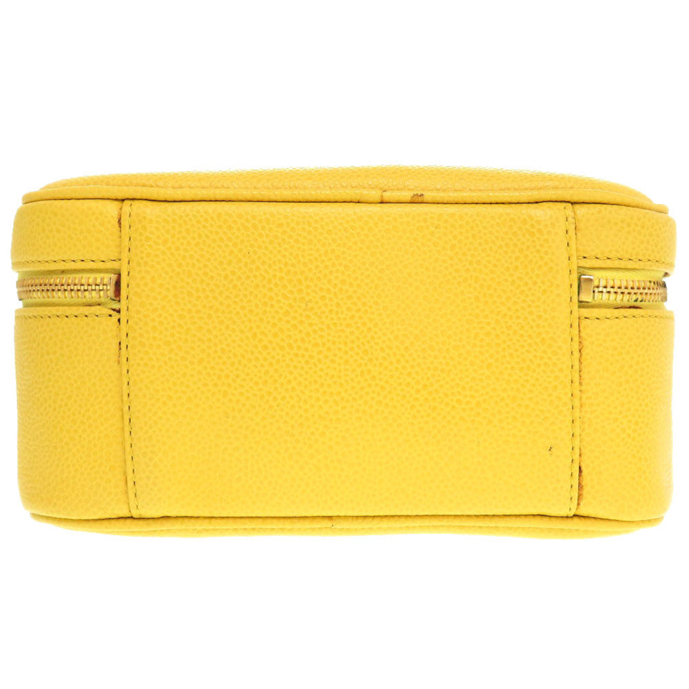 CHANEL Shoulder Bag Caviar skin yellow COCO Mark Vanity Bag