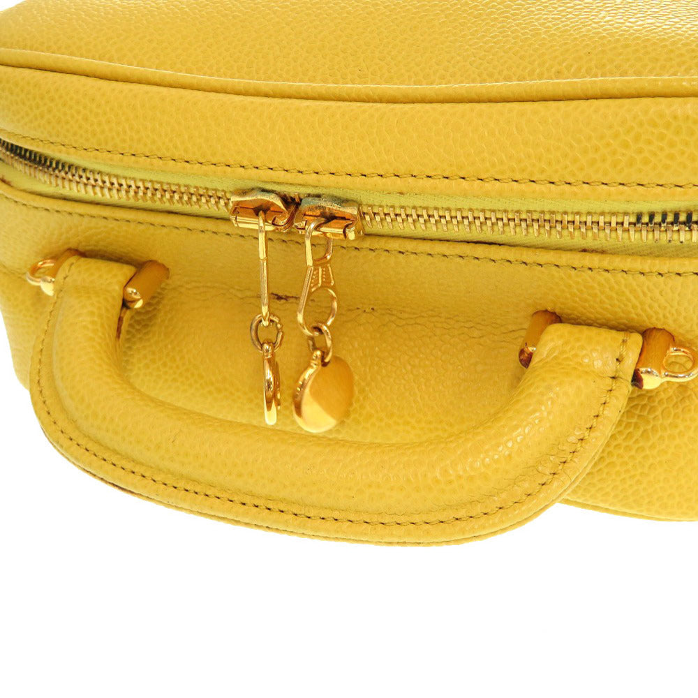 CHANEL Shoulder Bag Caviar skin yellow COCO Mark Vanity Bag