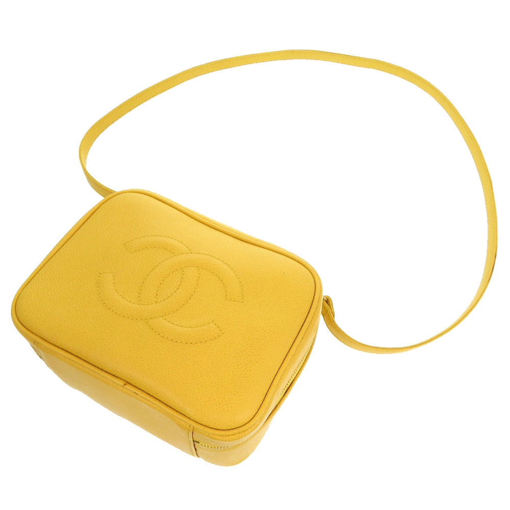 CHANEL Shoulder Bag Caviar skin yellow COCO Mark Vanity Bag