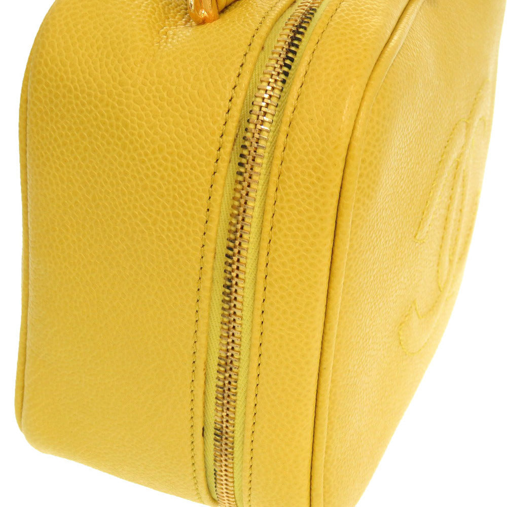CHANEL Shoulder Bag Caviar skin yellow COCO Mark Vanity Bag