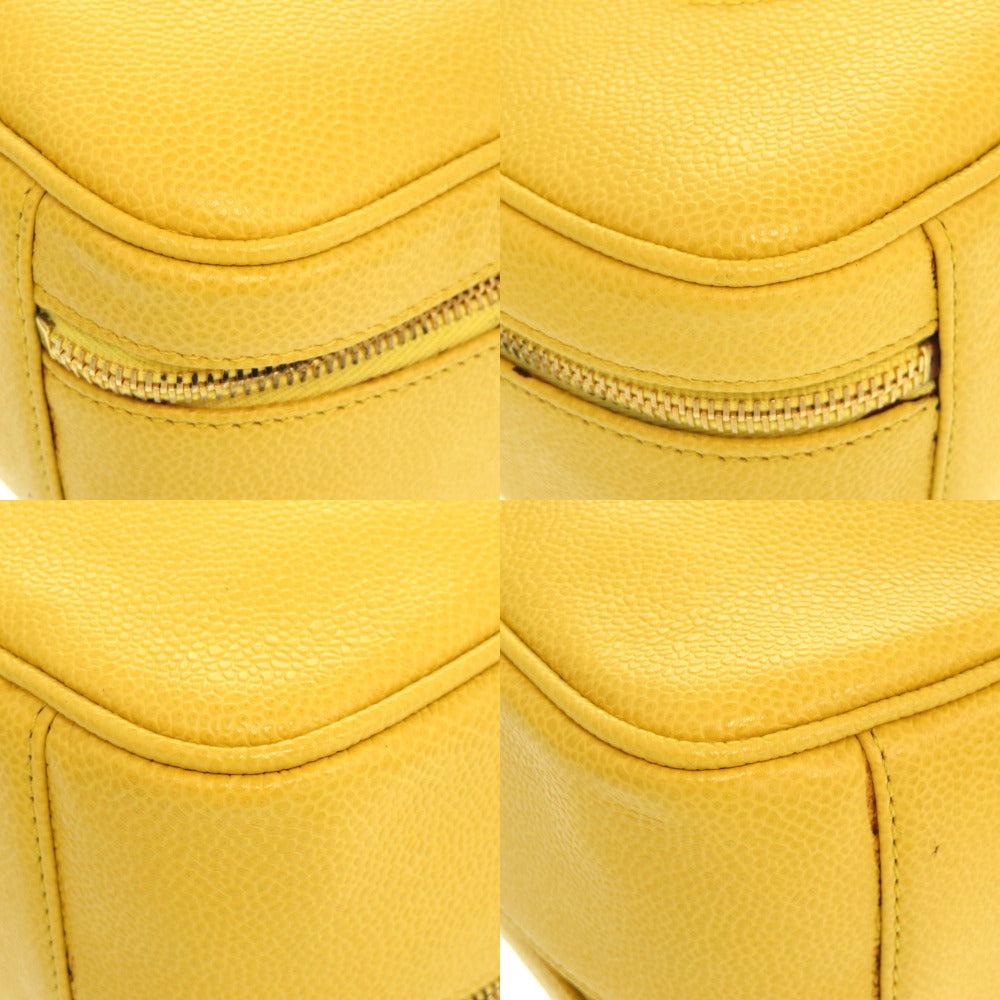 CHANEL Shoulder Bag Caviar skin yellow COCO Mark Vanity Bag