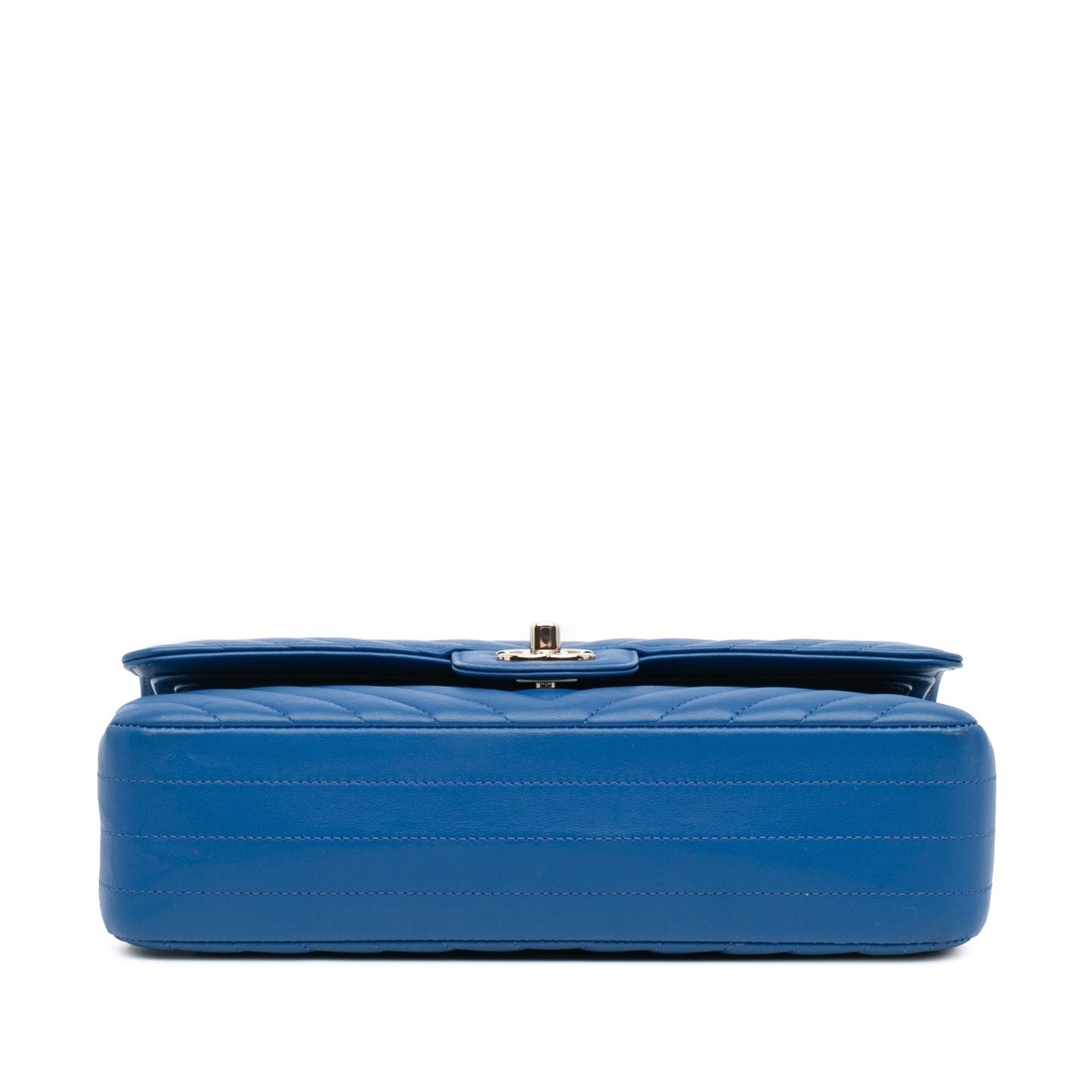 Blue Chanel Medium Classic Chevron Lambskin Double Flap Shoulder Bag