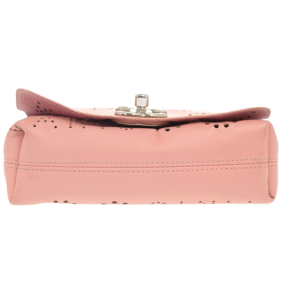 CHANEL Shoulder Bag leather pink Punching COCO Mark