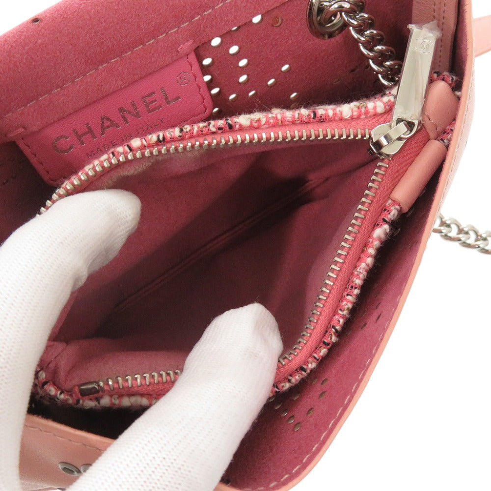 CHANEL Shoulder Bag leather pink Punching COCO Mark