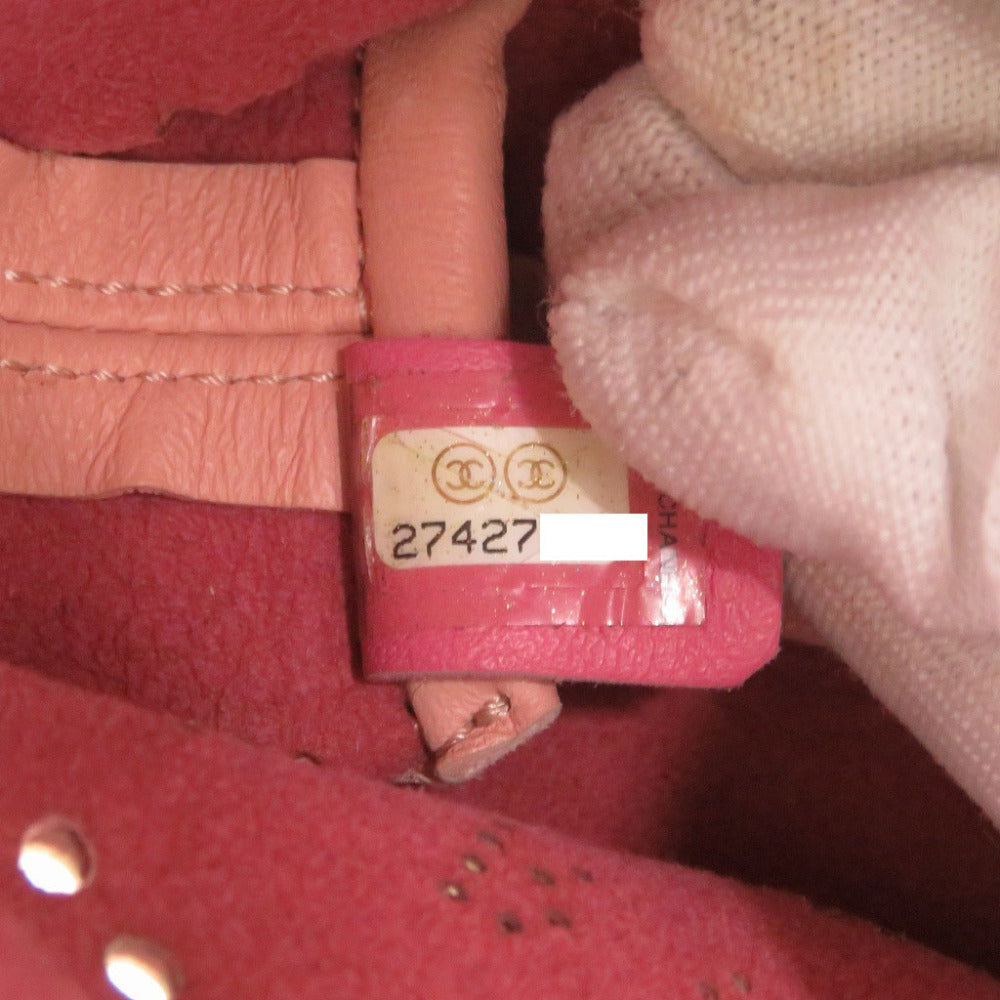 CHANEL Shoulder Bag leather pink Punching COCO Mark