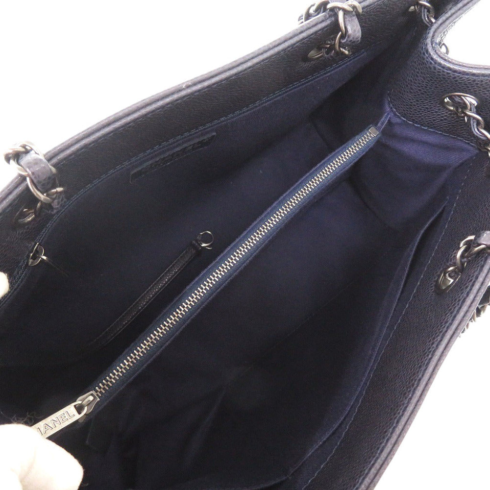 CHANEL Shoulder Bag Caviar skin Navy COCO Mark
