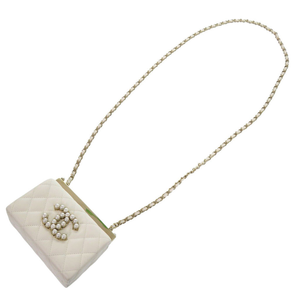 CHANEL Shoulder Bag AP3452 lambskin white COCO Mark Matrasse