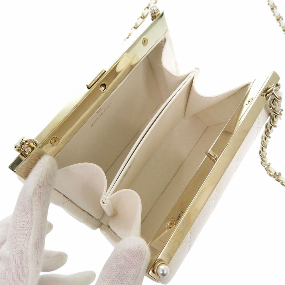 CHANEL Shoulder Bag AP3452 lambskin white COCO Mark Matrasse
