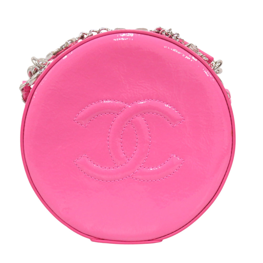 CHANEL Shoulder Bag enamel pink COCO Mark Round Chain Shoulder Bag