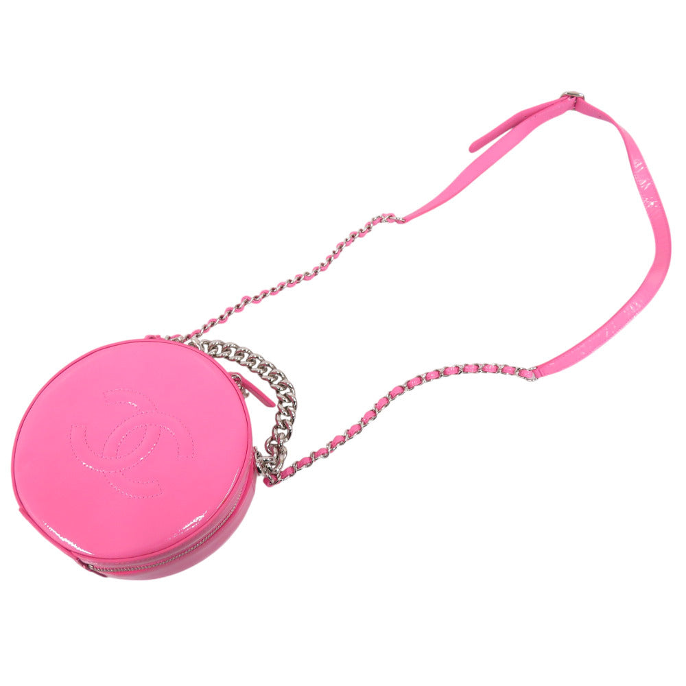 CHANEL Shoulder Bag enamel pink COCO Mark Round Chain Shoulder Bag