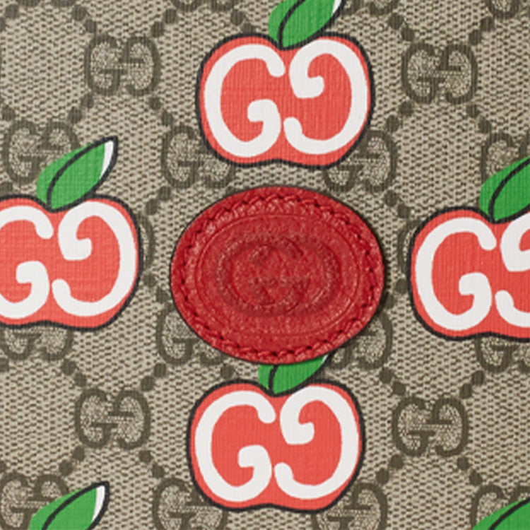 (WMNS) GUCCI Logo Apple Pattern Leather Logo Canvas Camera Bag Shoulder Messenger Bag Small Ebony / Red Valentine's Day Limited 574886-2EVDG-8646