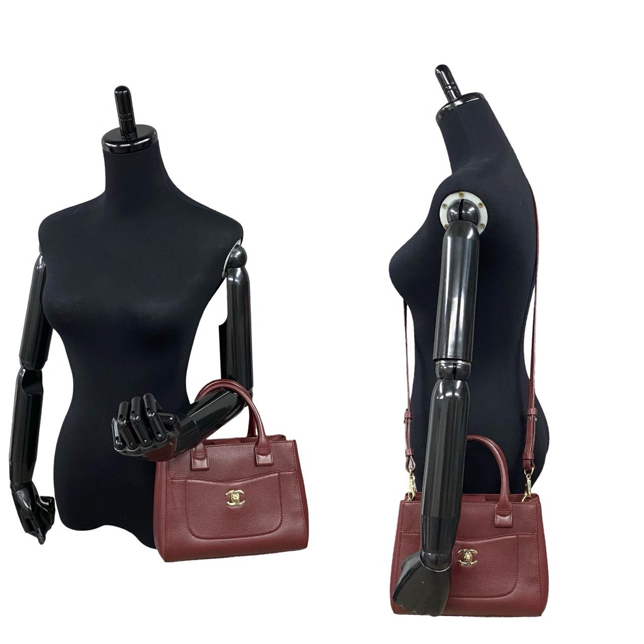 CHANEL Shoulder Bag Matt caviar skin wine-red Neo Executive Tote