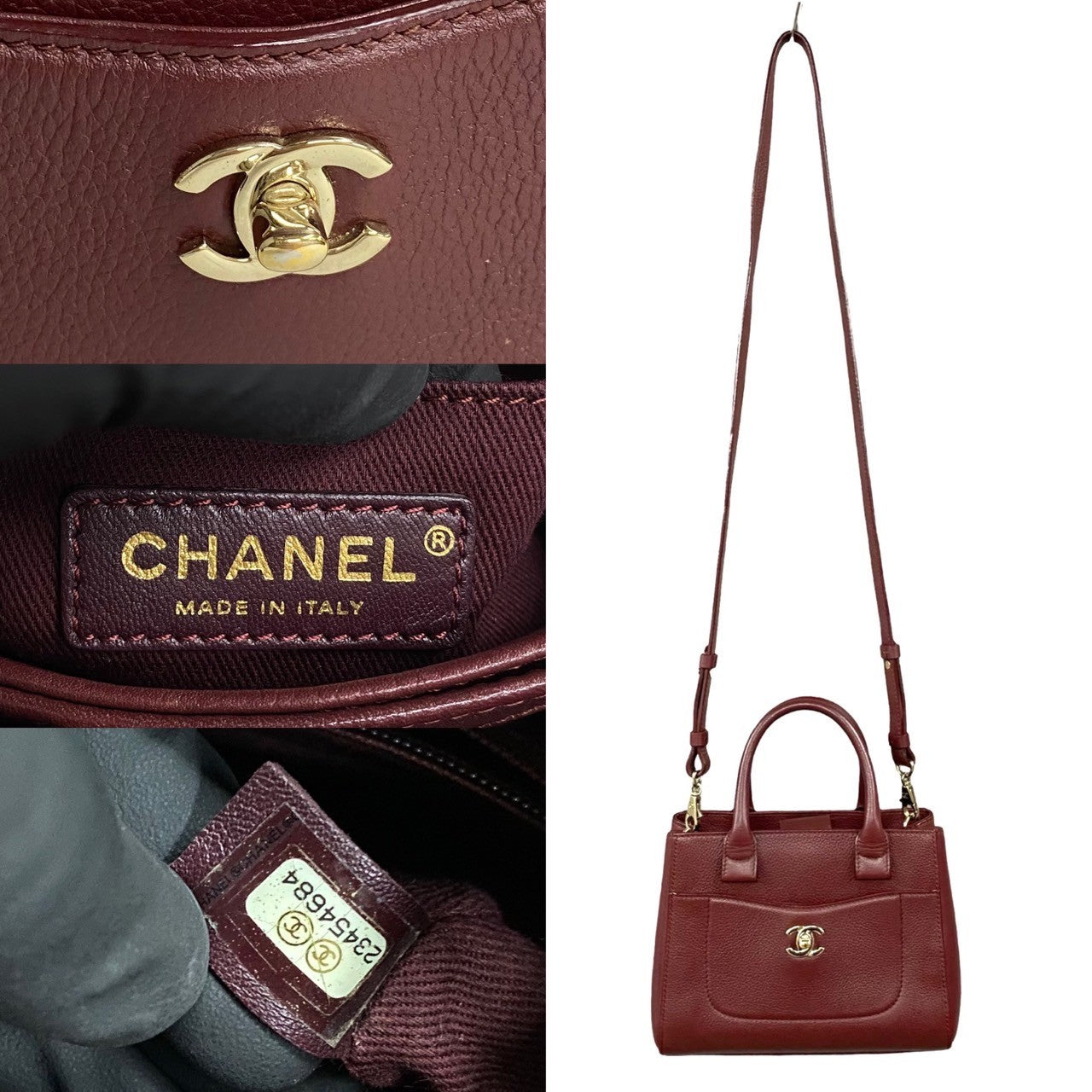 CHANEL Shoulder Bag Matt caviar skin wine-red Neo Executive Tote