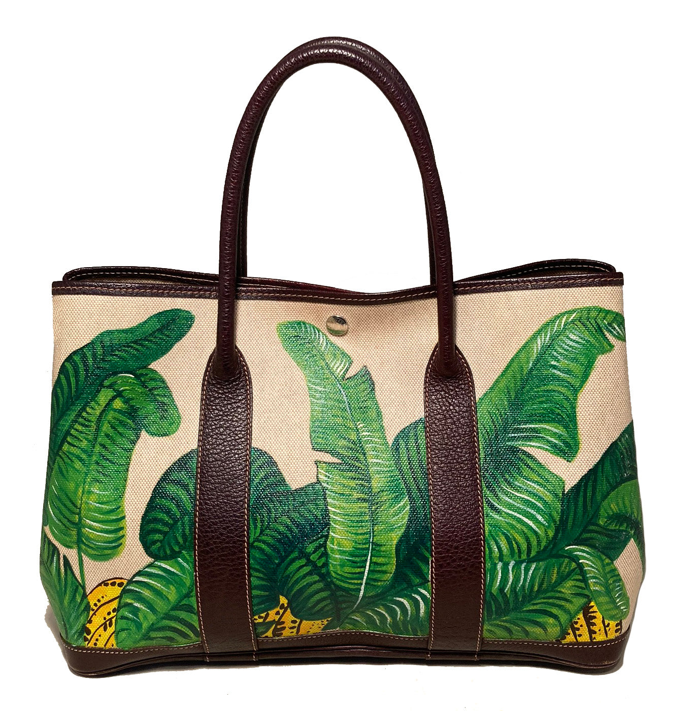 Hermes Hand Painted Banana Leaf Garden Party 35