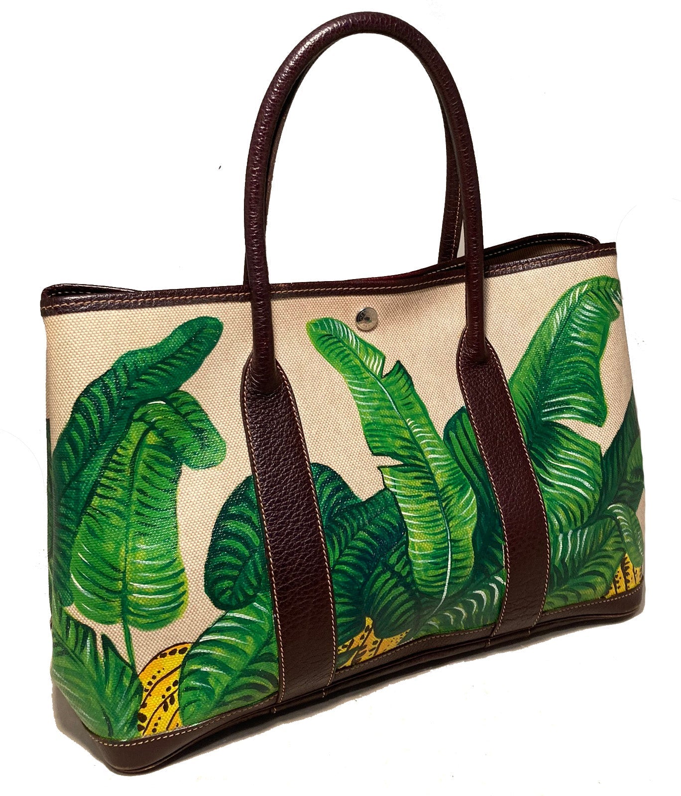 Hermes Hand Painted Banana Leaf Garden Party 35