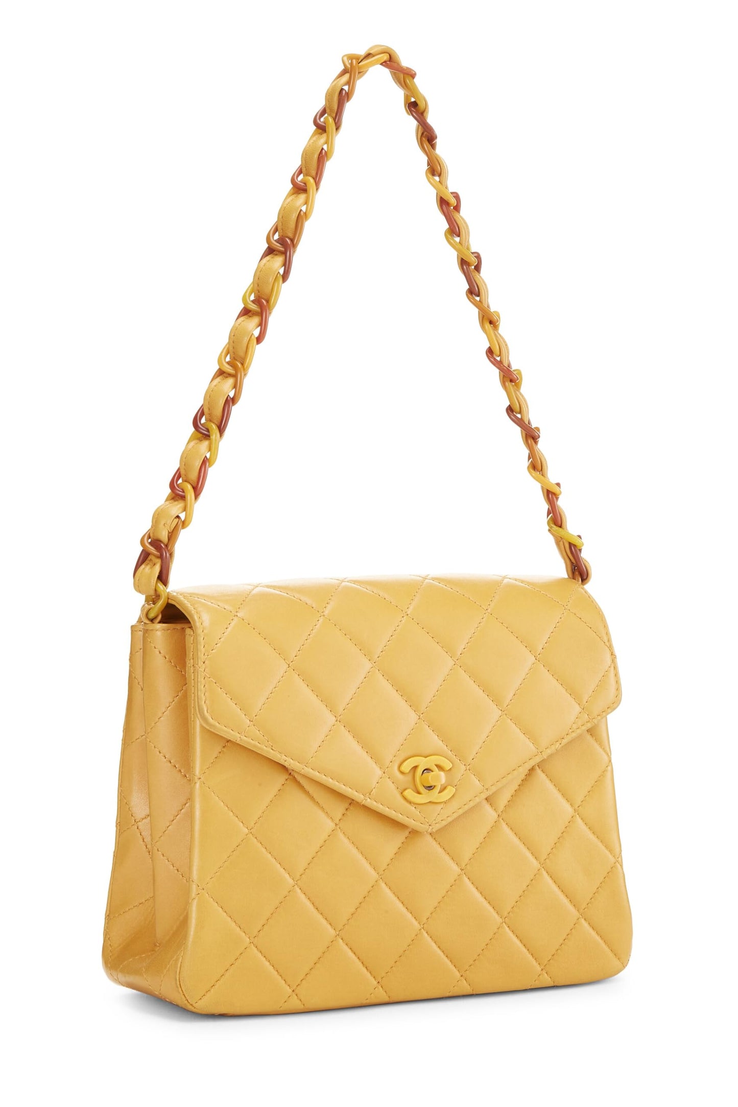 Chanel, Orange Quilted Lambskin Envelope Flap Shoulder Bag, Orange