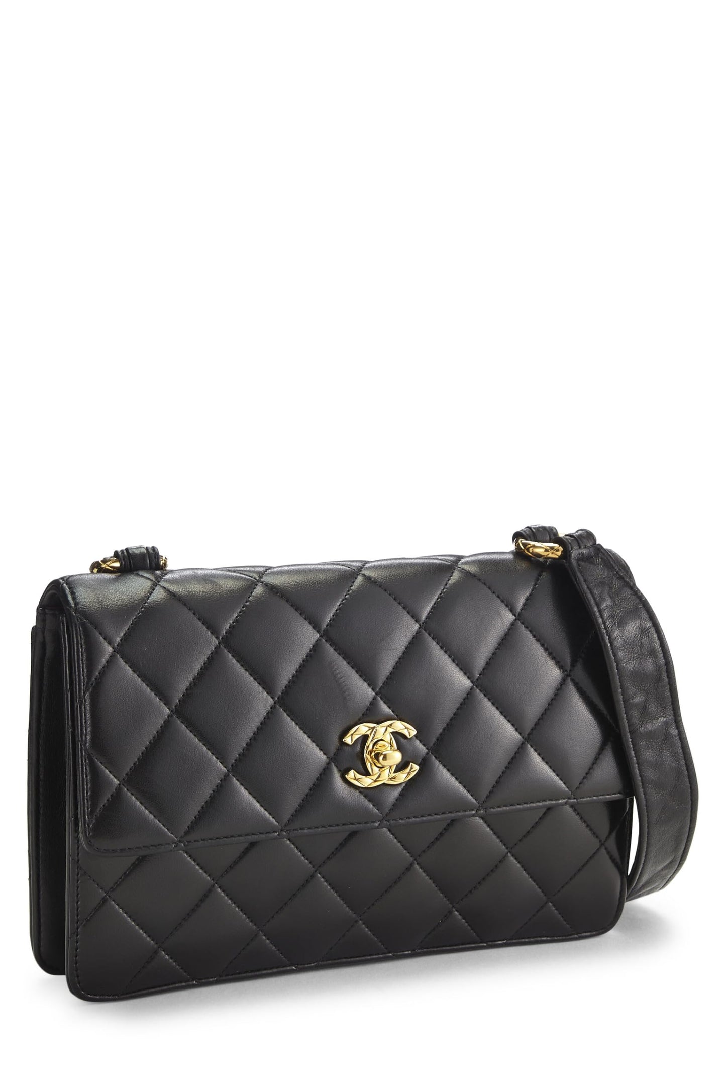 Chanel, Black Quilted Lambskin Shoulder Bag, Black