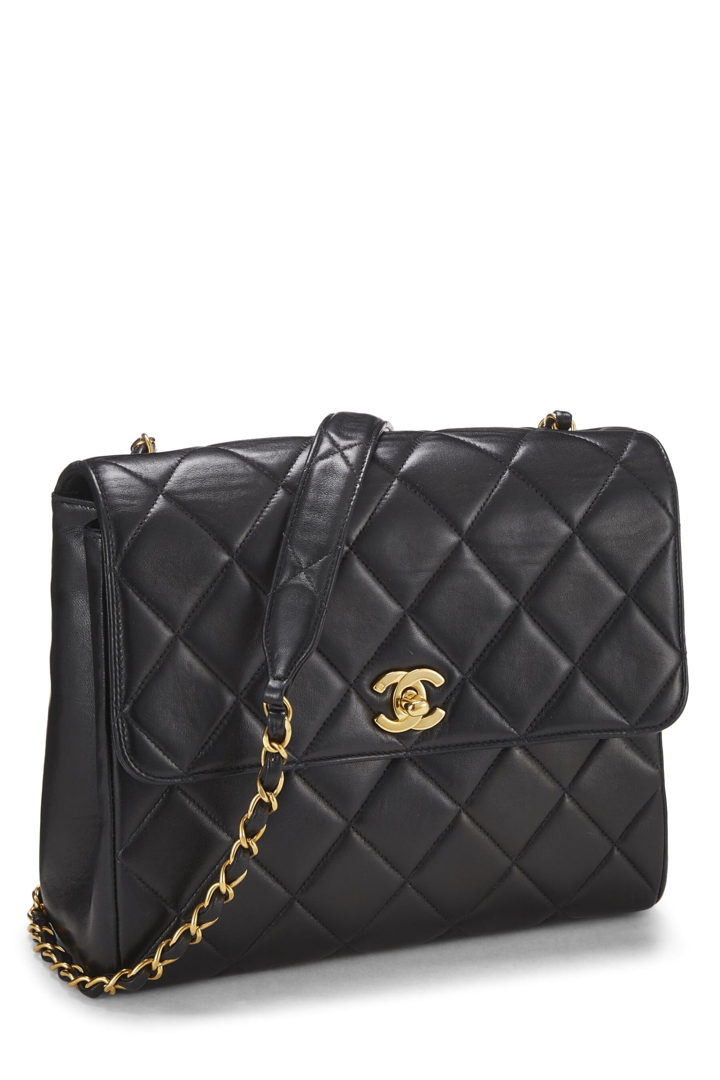 Chanel, Black Quilted Lambskin 'CC' Square Shoulder Bag, Black