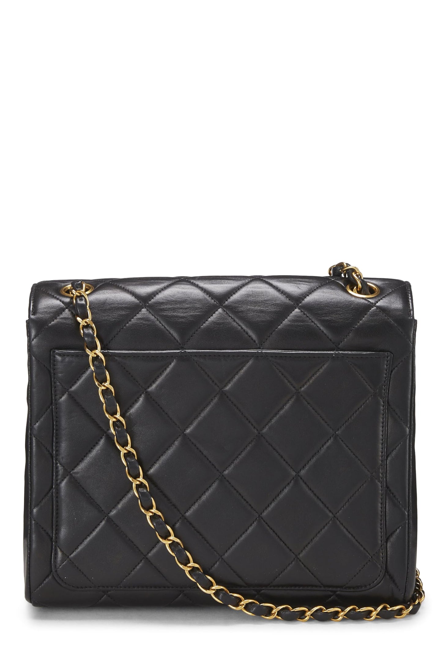 Chanel, Black Quilted Lambskin 'CC' Square Shoulder Bag, Black