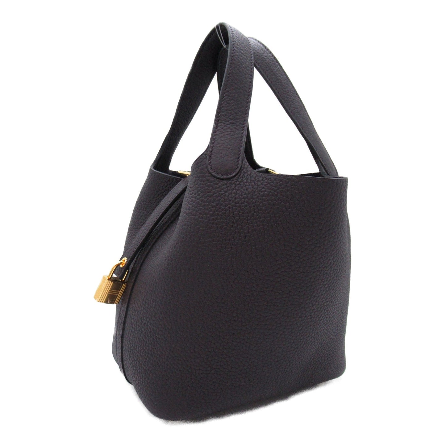 Hermes Picotin Lock PM Handbag Handbag Handbag Leather Claimans Brown Dark Brown Collector