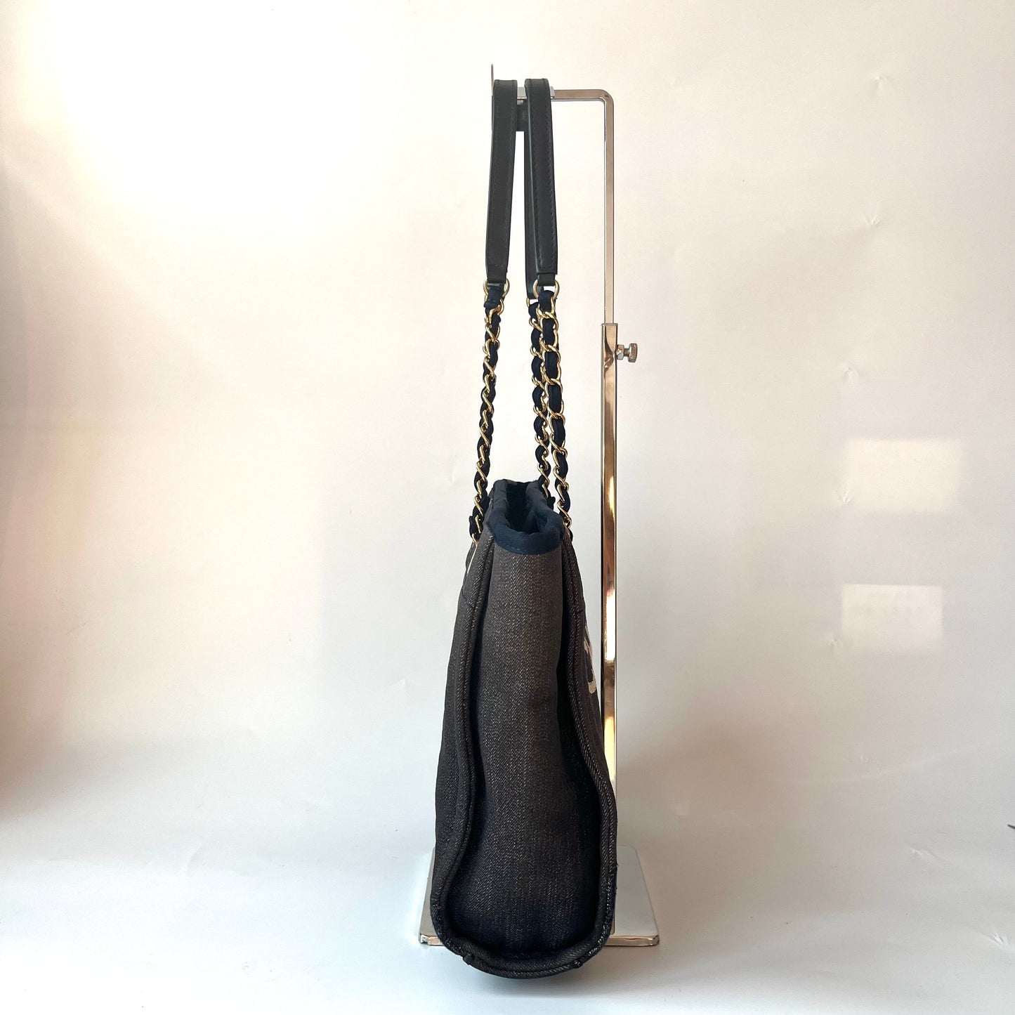 Chanel North South Deauville Tote Small Navy Denim Top Handle Shoulder Bag, 2012-2013