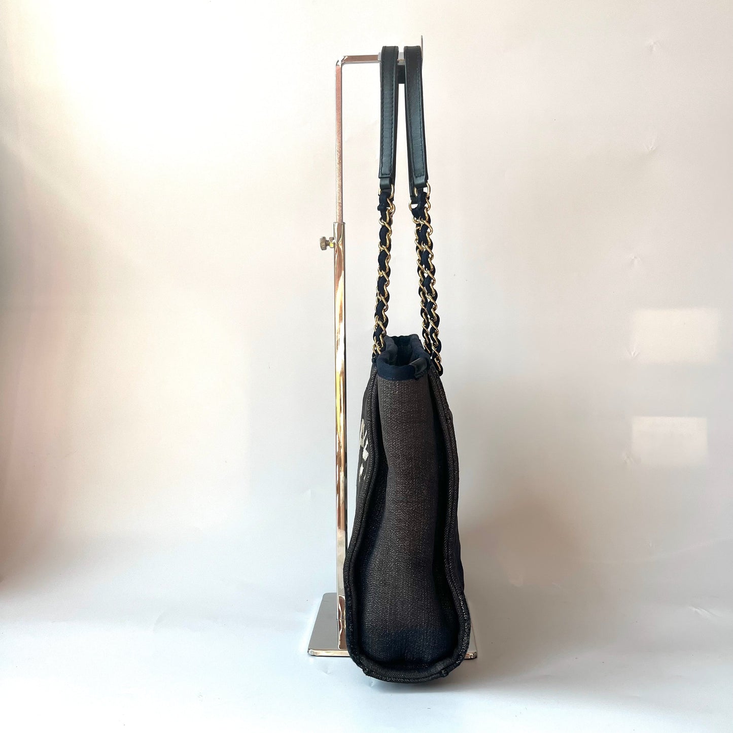 Chanel North South Deauville Tote Small Navy Denim Top Handle Shoulder Bag, 2012-2013