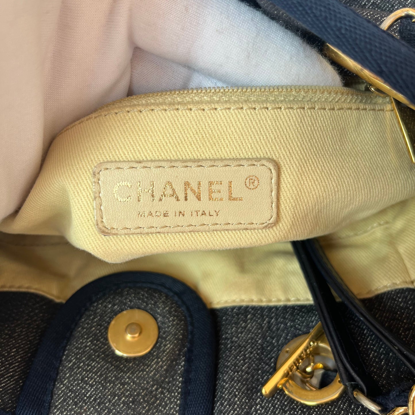 Chanel North South Deauville Tote Small Navy Denim Top Handle Shoulder Bag, 2012-2013
