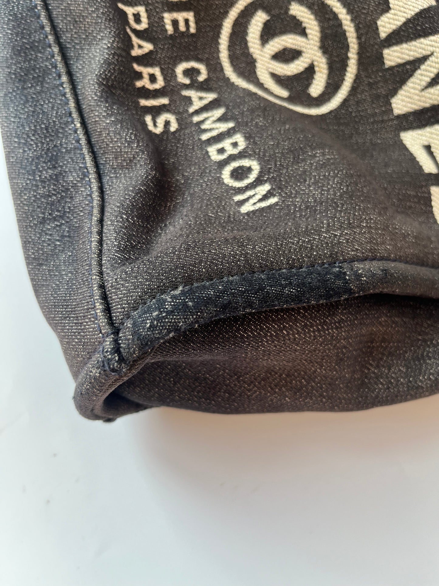 Chanel North South Deauville Tote Small Navy Denim Top Handle Shoulder Bag, 2012-2013