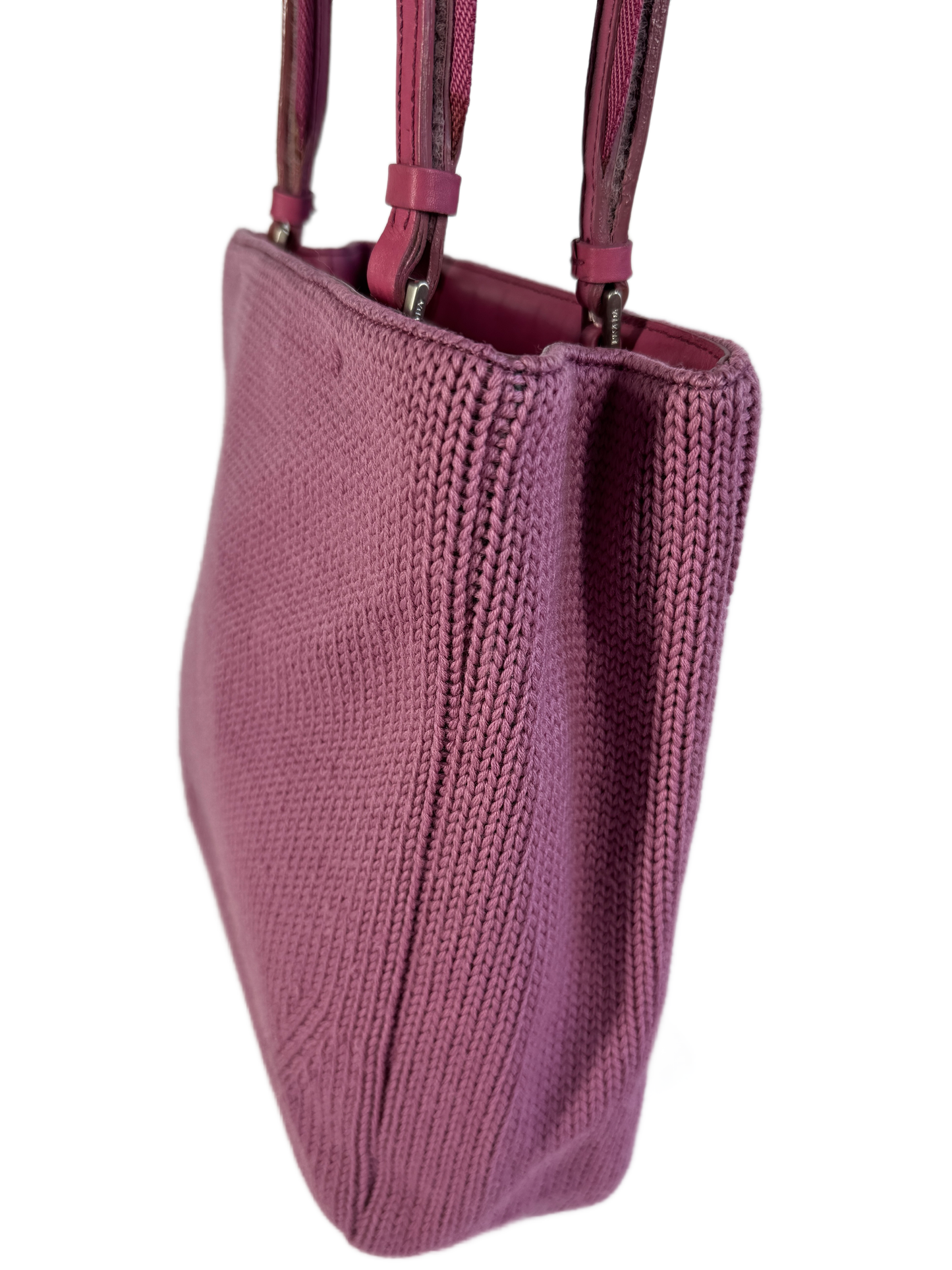 Prada Vintage Pink Wool Knit Small Shoulder Bag
