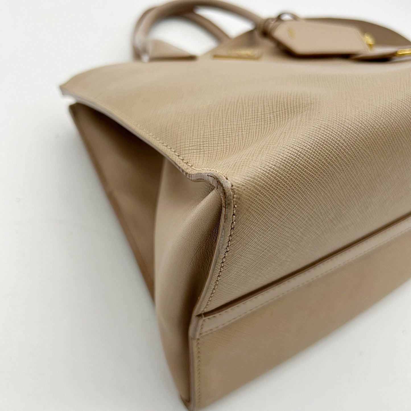 Prada 2017 Medium Saffiano Greca Paradigm Tote - Brown Satchels, Handbags LA15439