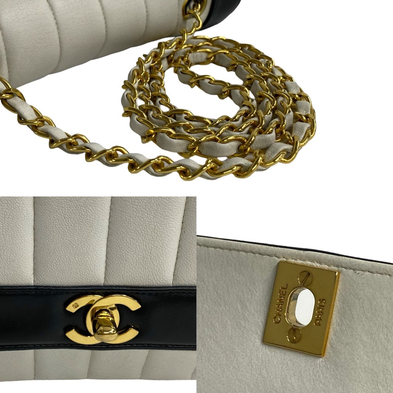 CHANEL Shoulder Bag lambskin white