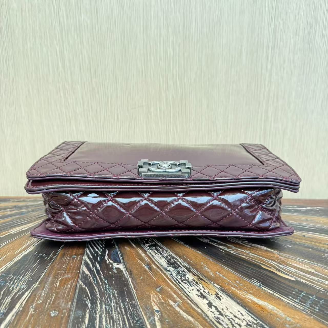 Chanel Medium Patent Reverso Boy Bag - Burgundy Shoulder Bags, Handbags