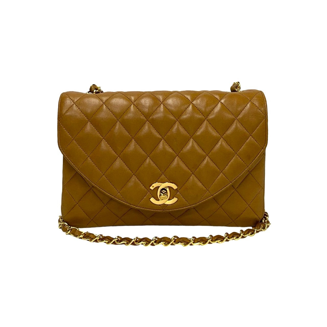 CHANEL Shoulder Bag lambskin Brown Matrasse