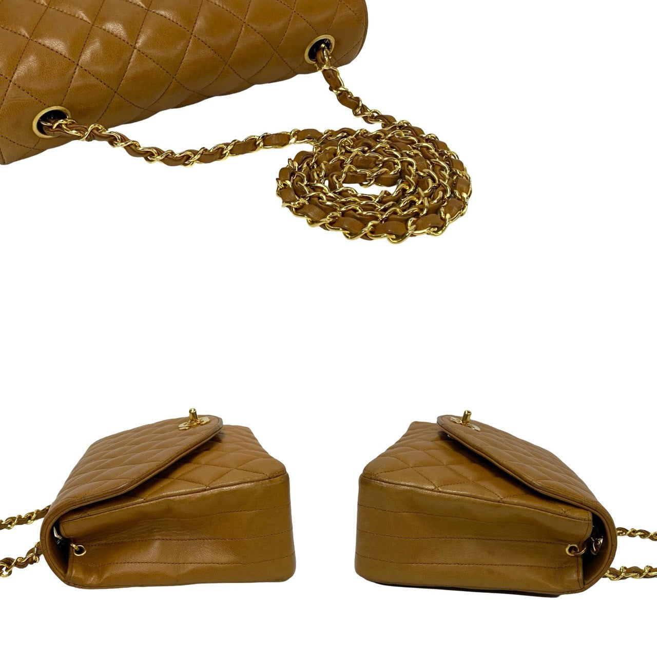 CHANEL Shoulder Bag lambskin Brown Matrasse