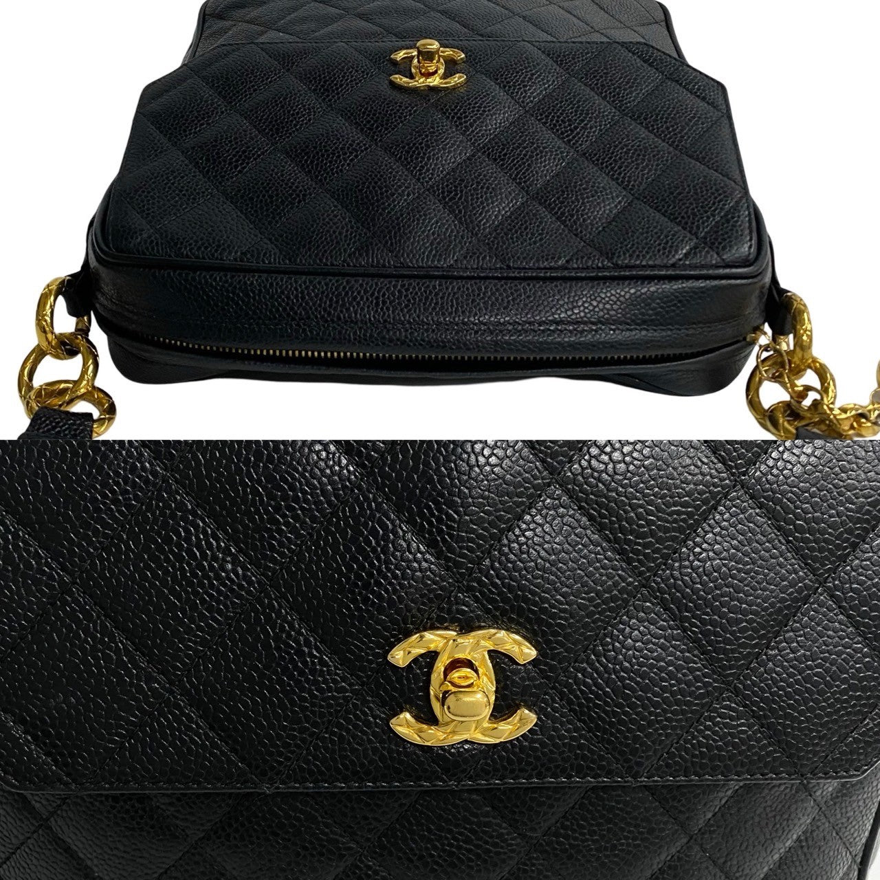 CHANEL Shoulder Bag Matt caviar skin black Matrasse