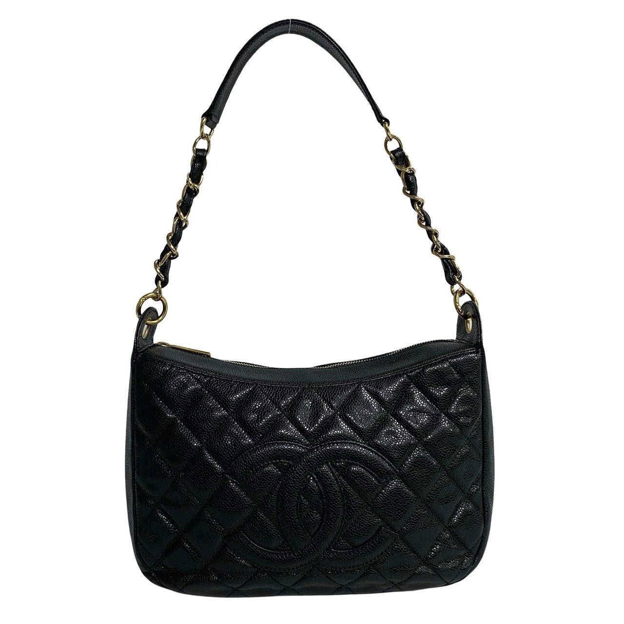 CHANEL Shoulder Bag Matt caviar skin black Matrasse