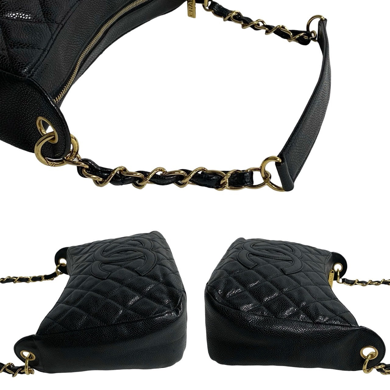 CHANEL Shoulder Bag Matt caviar skin black Matrasse