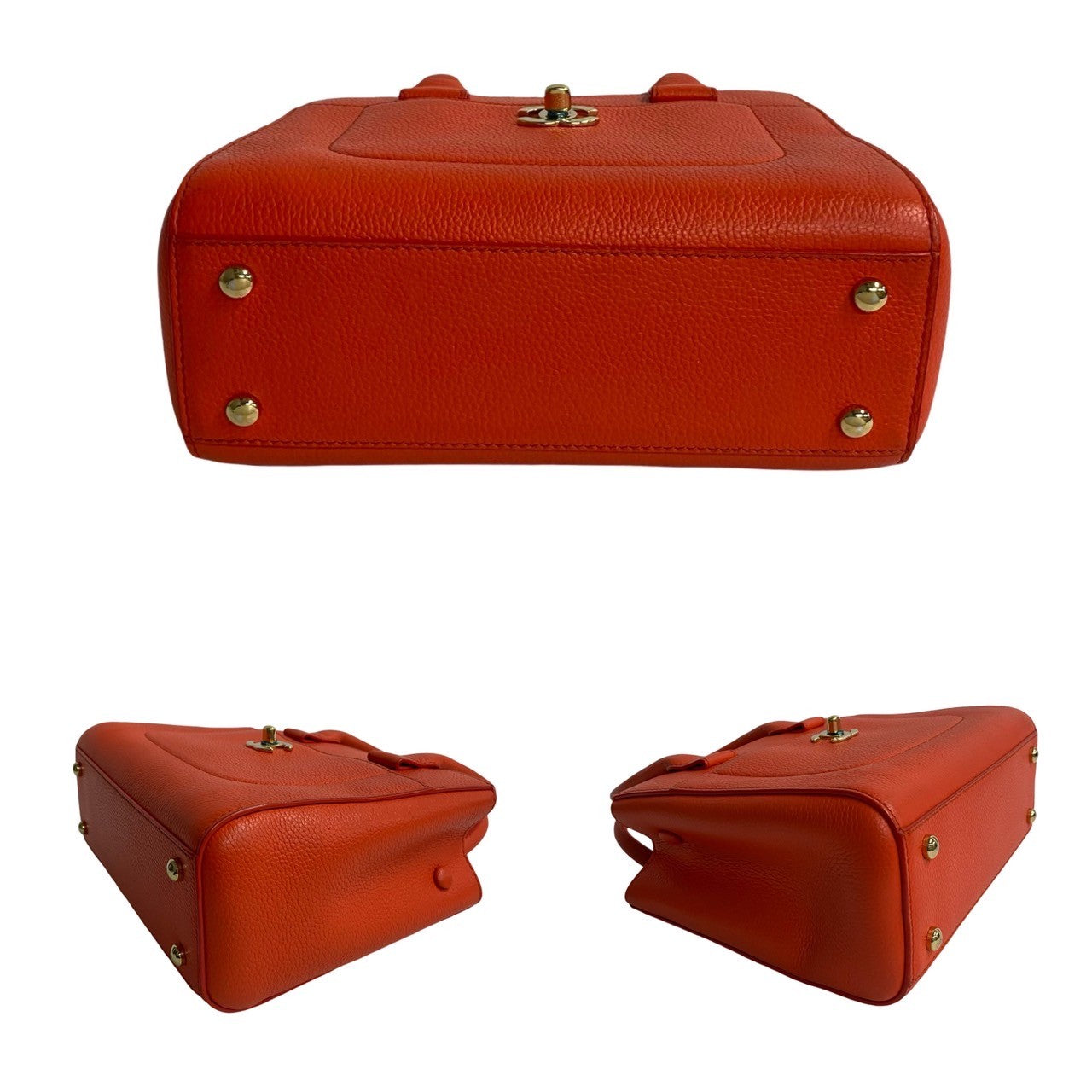 CHANEL Shoulder Bag Matt caviar skin Orange Neo Executive Small