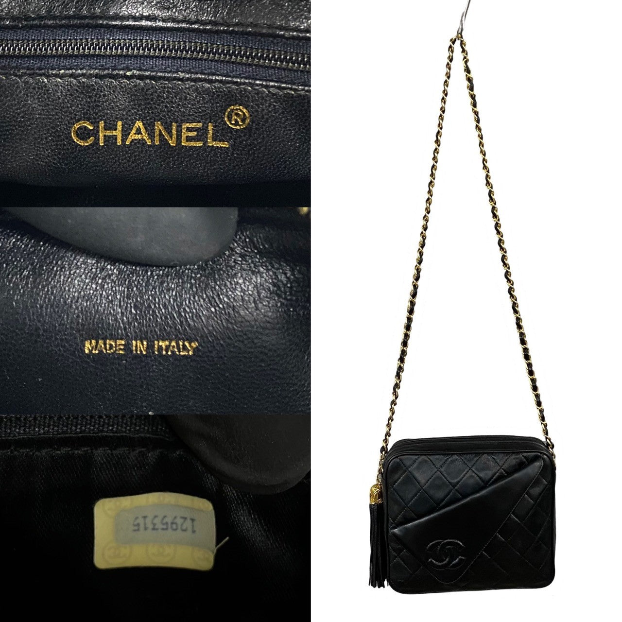 CHANEL Shoulder Bag lambskin black Matrasse