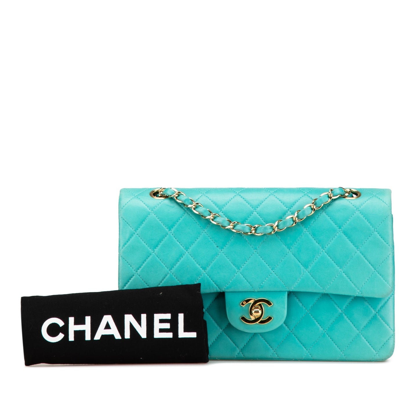 Blue Chanel Medium Classic Lambskin Double Flap Shoulder Bag