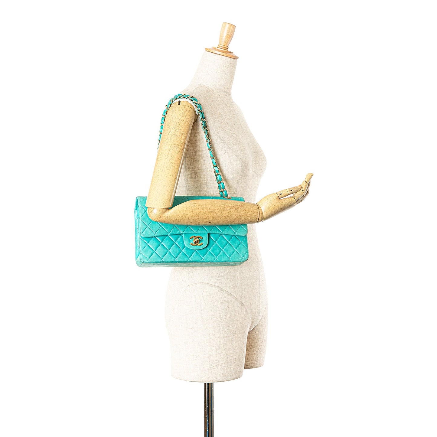 Blue Chanel Medium Classic Lambskin Double Flap Shoulder Bag