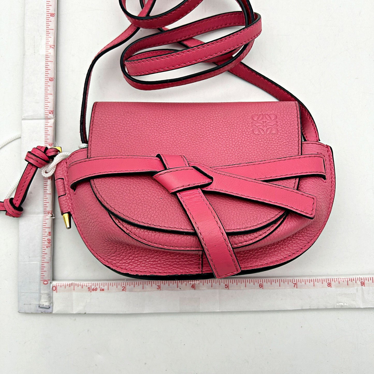 LOEWE Grained Calfskin Mini Gate Crossbody Bag Wild Rose LA42351