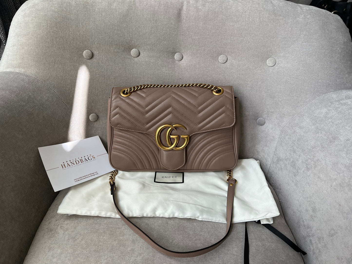 Gucci GG Dusty Pink Marmont Medium Shoulder Bag