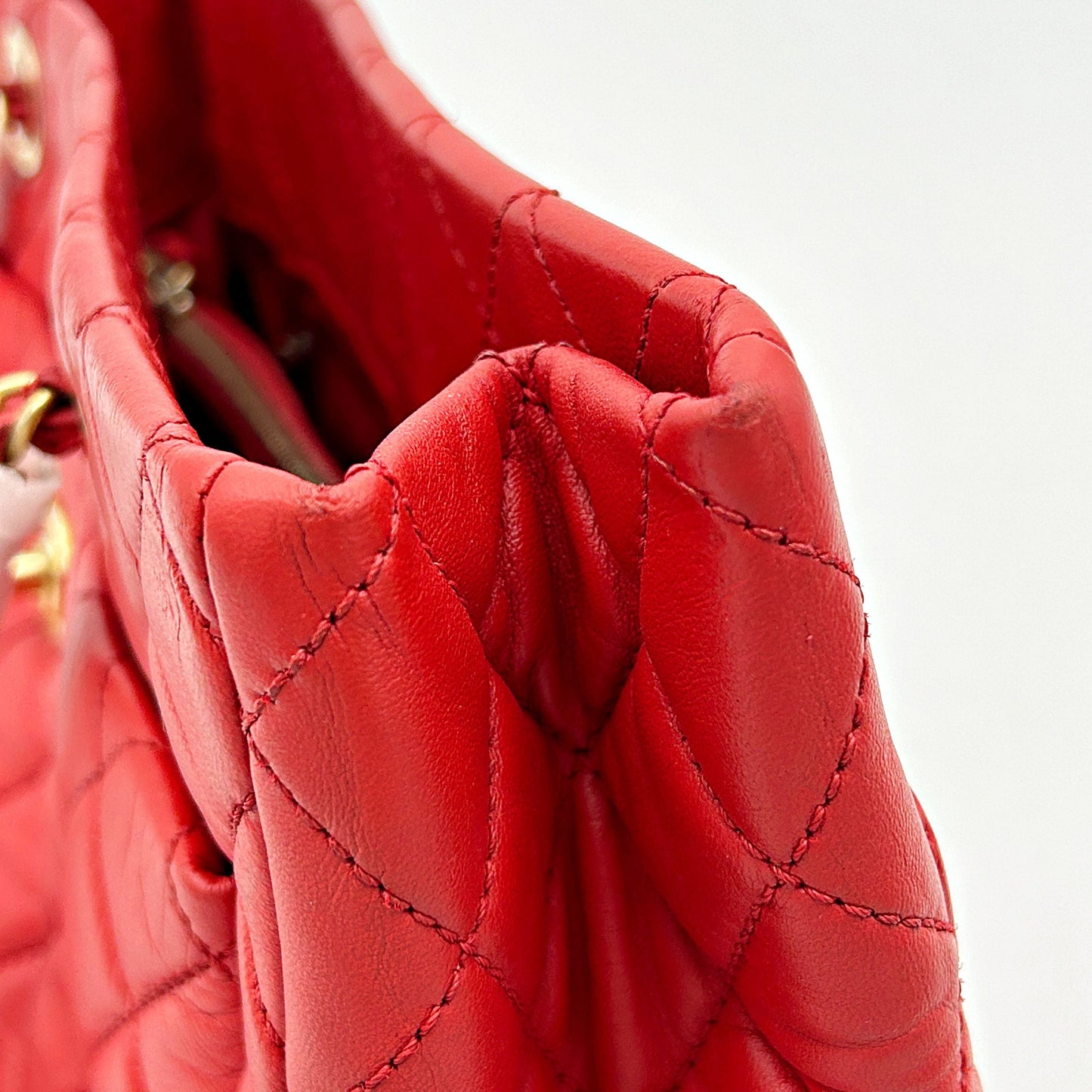 Chanel Red Quilted Lambskin Leather Shopping Tote Bag CN25042508