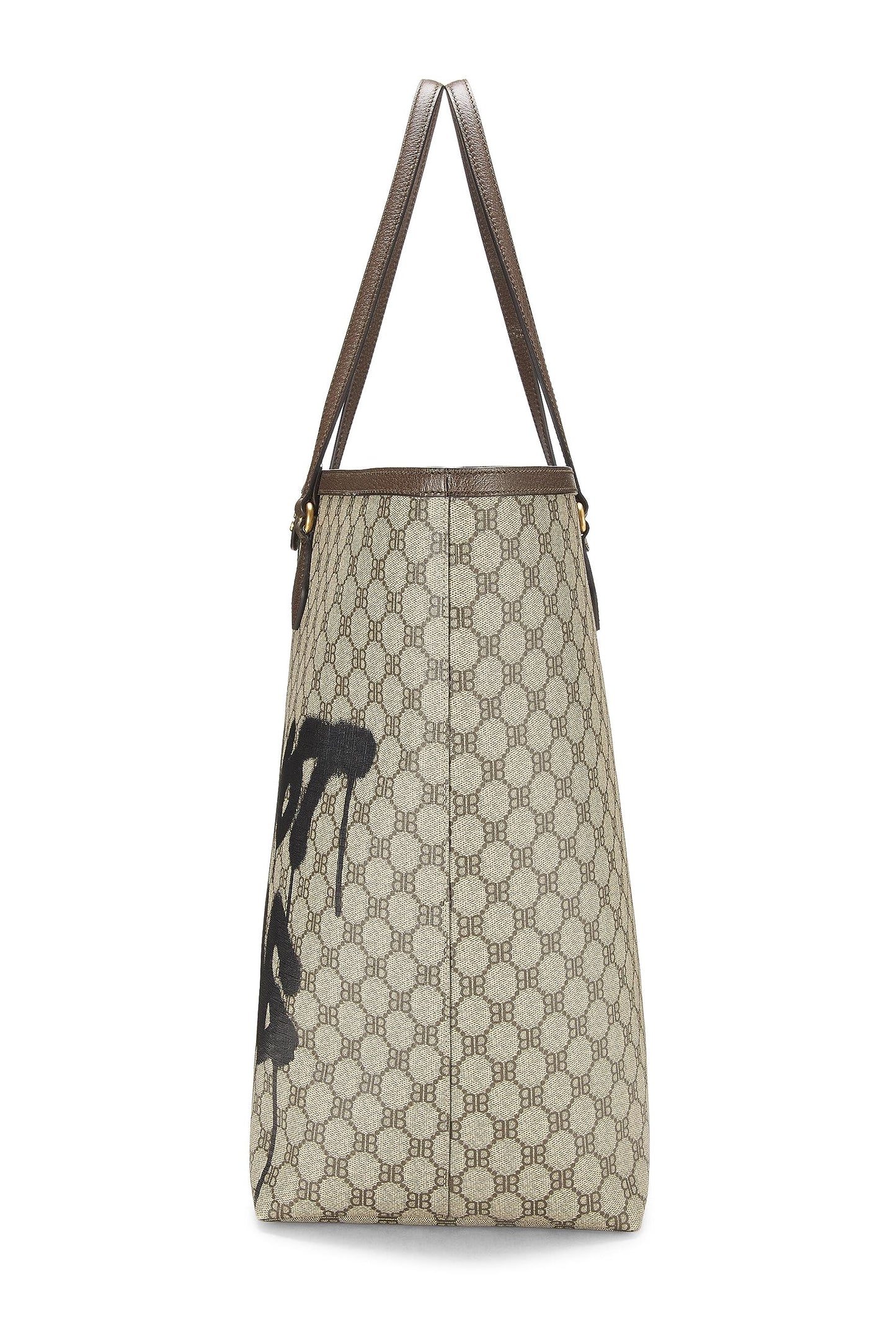 Balenciaga, Balenciaga x Gucci Beige Coated Canvas Hacker Graffiti Tote Large, Brown