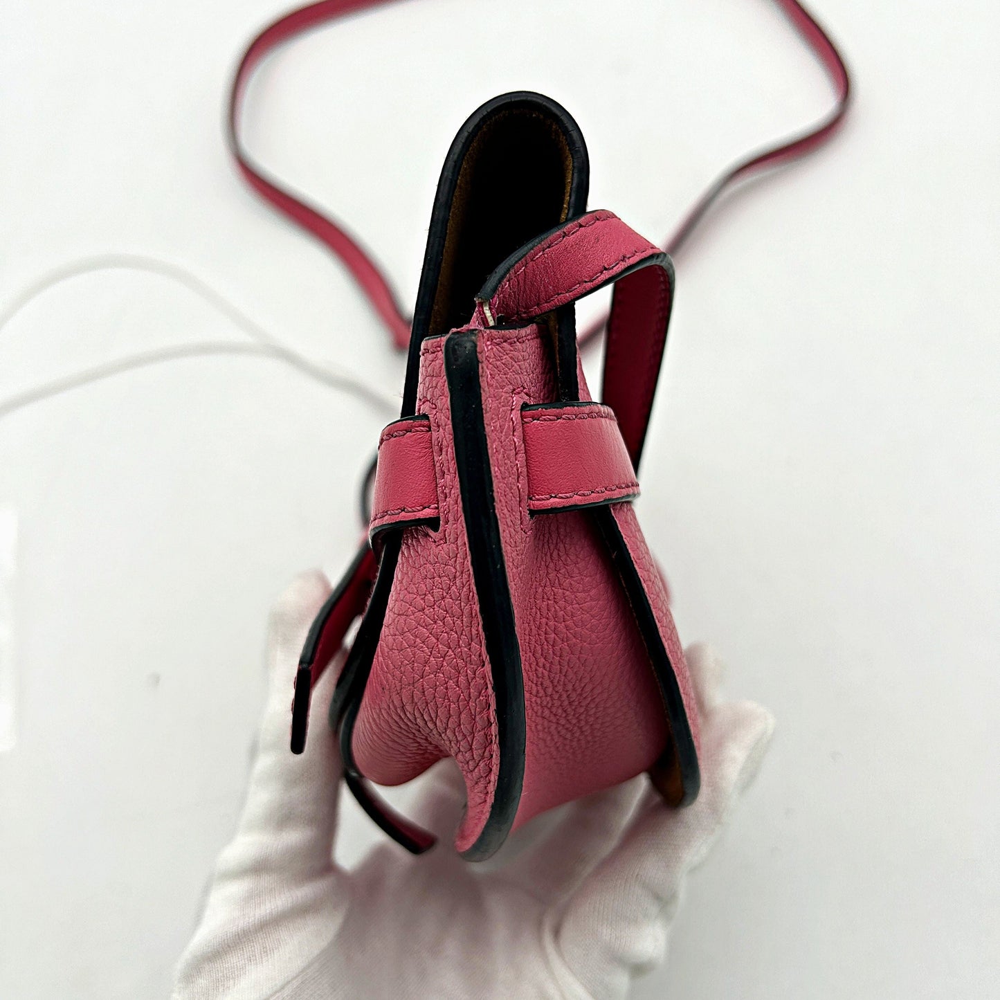 LOEWE Grained Calfskin Mini Gate Crossbody Bag Wild Rose LA42351