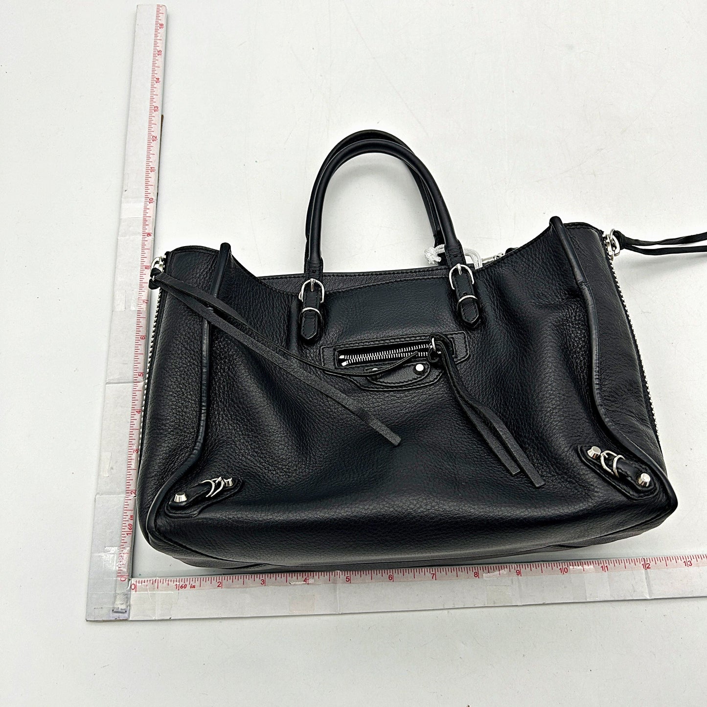 Balenciaga Black Mini Papier A6 Zip-Around Satchel Leather Pony-style calfskin LA20224