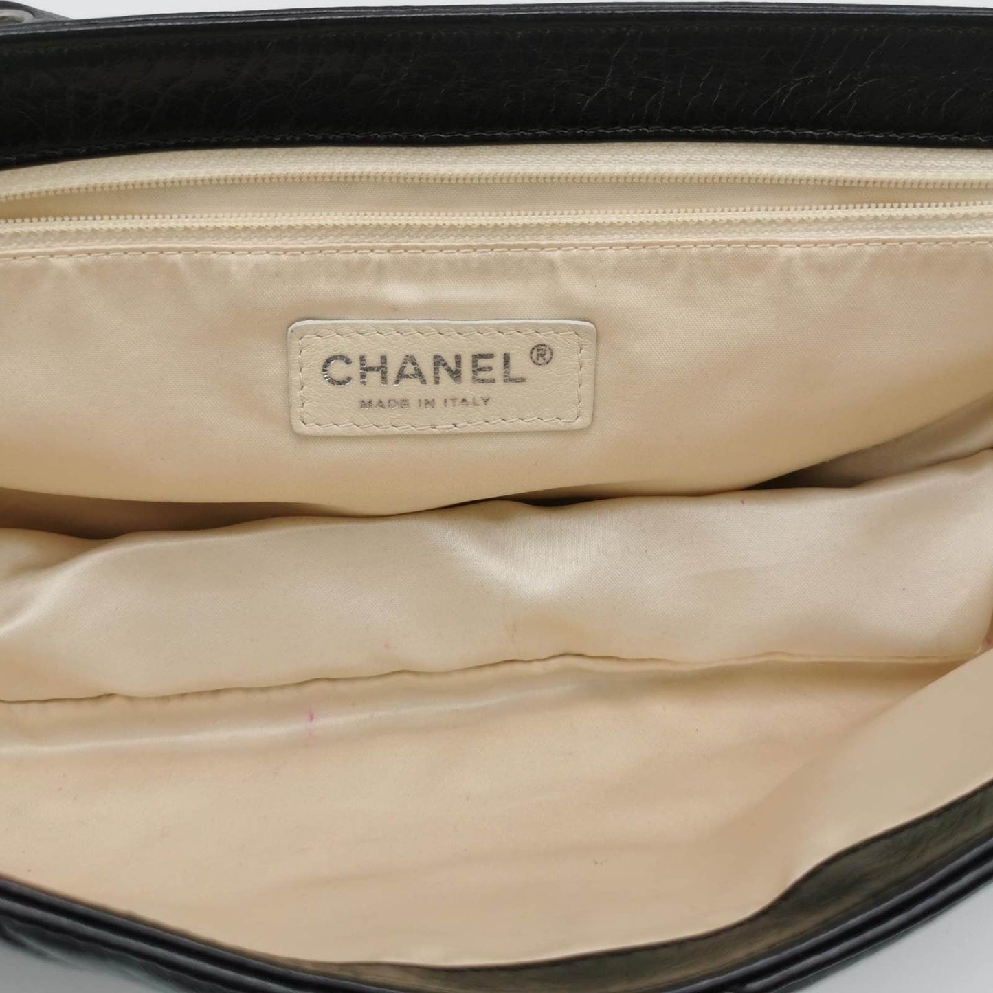 Chanel East West Mademoiselle Flap Bag 2008 Medium Black Leather Shoulder Bag
