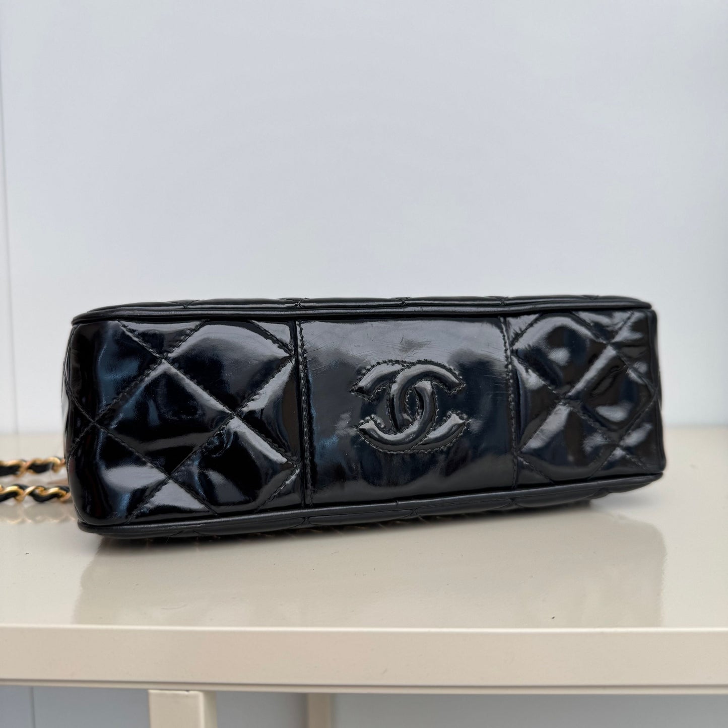 Chanel Vintage Patent Quilted Camera Bag - Black Crossbody Bags, Handbags 2928