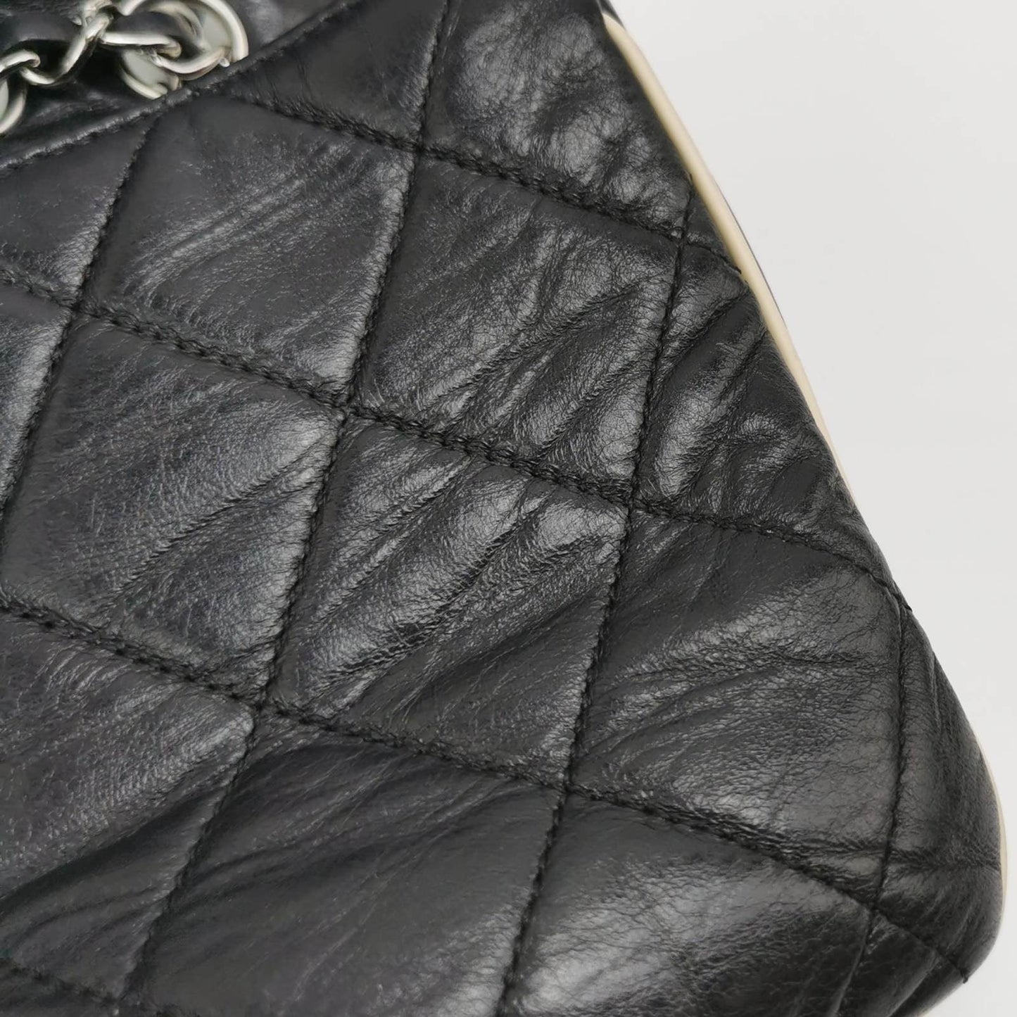 Chanel East West Mademoiselle Flap Bag 2008 Medium Black Leather Shoulder Bag